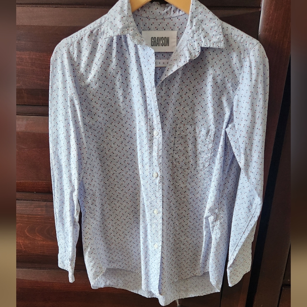 Women's Light Blue Patterned Top - Picture 2 of 9